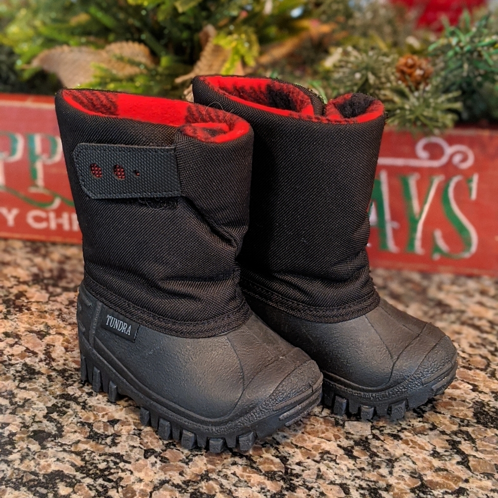 Baby snow boots buffalo check plaid